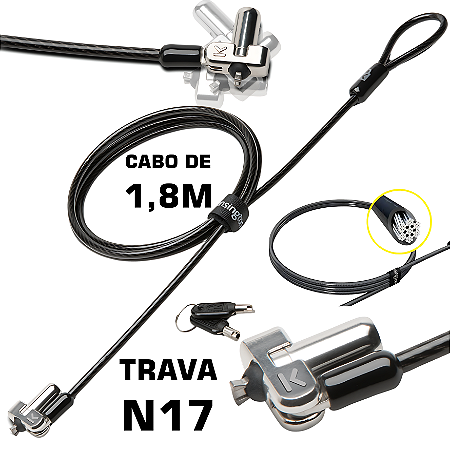 Trava De Segurança Com Chave N17 Wedge Para Notebook Dell Kensington M