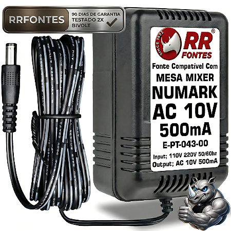Fonte AC 10V 0.5A Para Digital DJ Mixer Numark