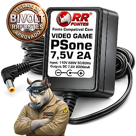 Fonte DC 7,5v 2a Para Ps1 PlayStation 1 One Slim Psone Play 1 Bivolt