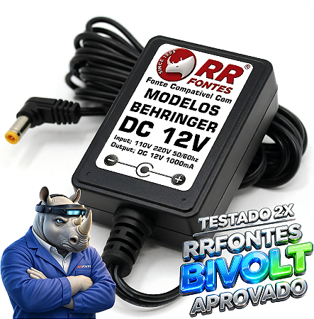 Fonte DC 12v Para PSU12 Behringer Powerplay, Controladora, DJ Console