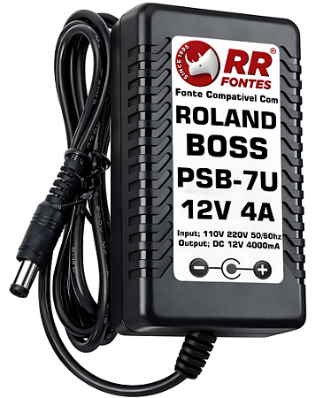 Fonte DC 12V 4A Para Roland Acordeom 2° GERAÇÃO Após 2006 (plug centro positivo)