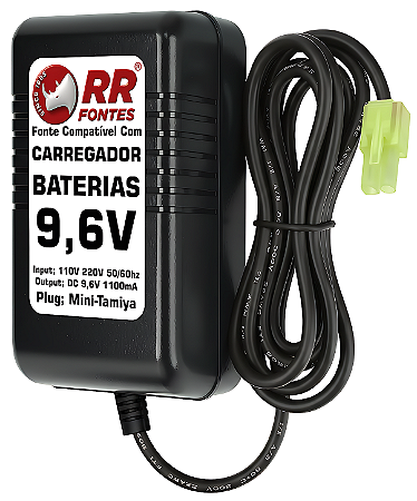 Carregador 9,6V Com Mini-Tamya Para Baterias 9,6v NiMH e NiCd