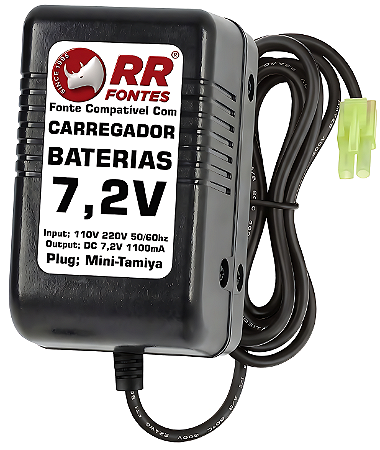 Carregador 7,2V Com Mini-Tamya Para Baterias 7,2V NiMH e NiCd