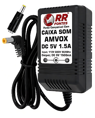 Carregador Fonte DC 5V Para Caixa Amplificada Amvox Aca