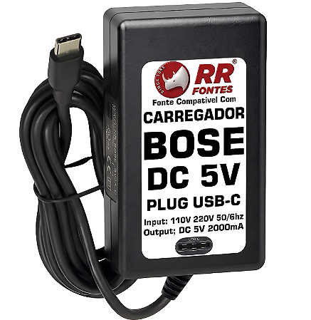 Fonte Carregador DC 5V USB-C Para Caixa Som Bose