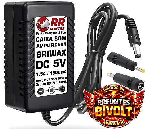 Carregador Fonte DC 5V Para Caixa Amplificada Briwax FBX