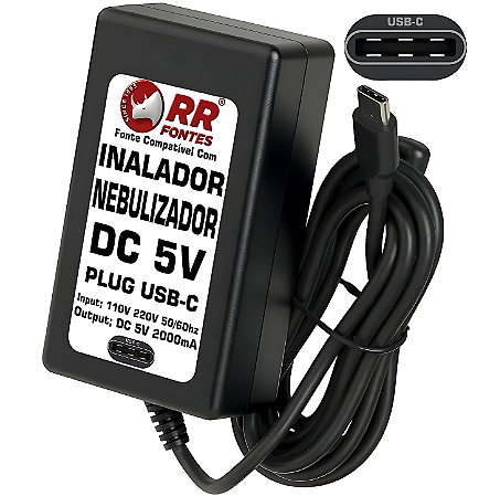 Fonte DC 5v Para Inalador Nebulizador Ultrasonico USB-C