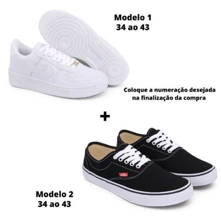 Kit Air Force branco + Tênis ERA preto / Branco