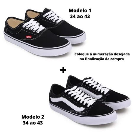 Kit Tênis ERA preto / branco + Tênis Old Skool preto / branco