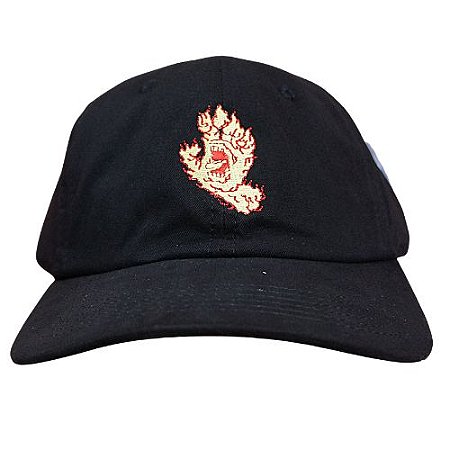 Boné Santa Cruz Flame Hand Dad Hat Preto - RMS SKATEBOARD