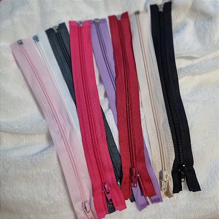 Ziper para jaquetas com encaixe (25cm) cores variadas