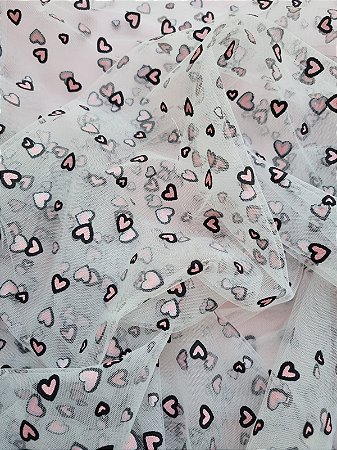 Tule coração ROSA 60cm