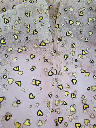 Tule coração AMARELO 60cm