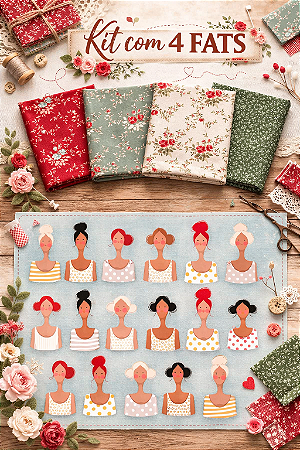 Kit Tilda com 4 fats + 4 bonequinhas