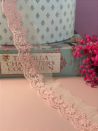 Renda de Organza 4cm/metro ROSA CLARO