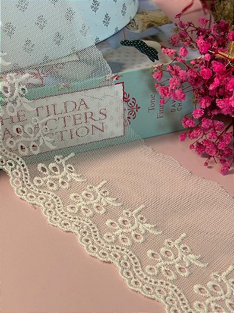 Renda de Organza 8cm/metro BRANCA
