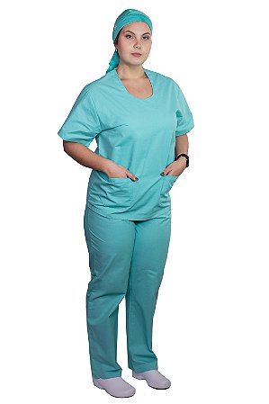 Pijama Cirúrgico Tradicional Unissex Verde Água