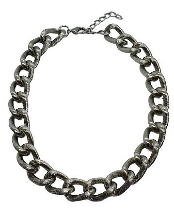 CHOCKER DE ELOS FRISADOS PRATEADA