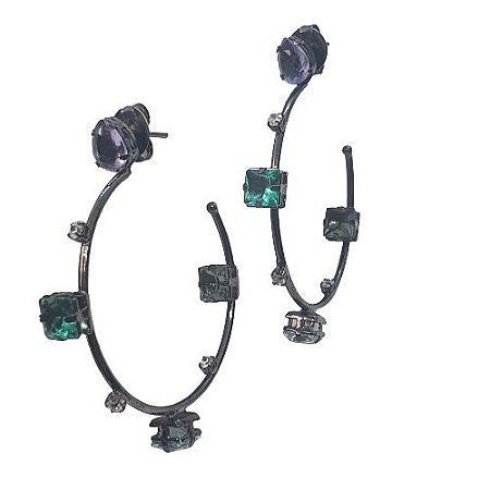BRINCO MEIA ARGOLA COM ZIRCONIAS