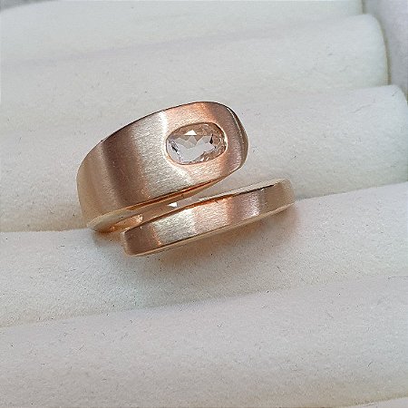 ANEL AJUSTAVEL EM BANHO ESCOVADO COM UMA ZIRCONIA