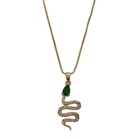 COLAR PINGENTE COBRA COM ZIRCONIAS