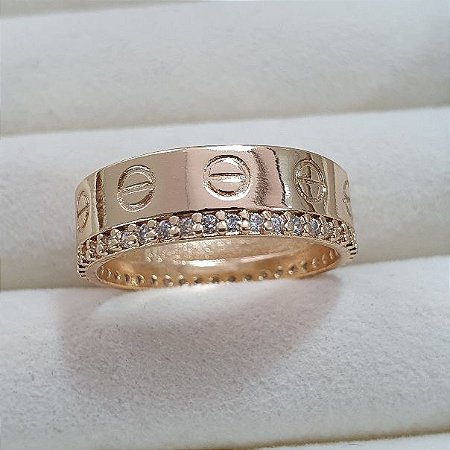 ANEL INSPIRAÇAO COM MICRO ZIRCONIAS EM BANHO DE OURO