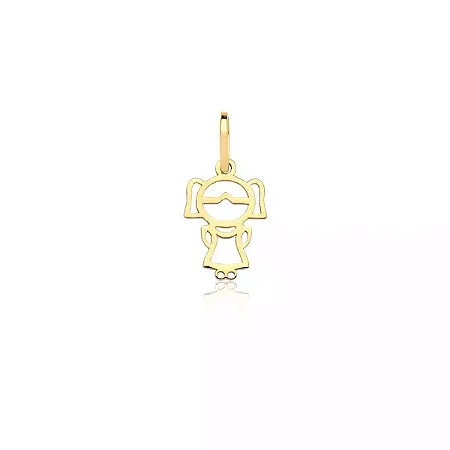 Pingente De Ouro 18k Menina De 12mm