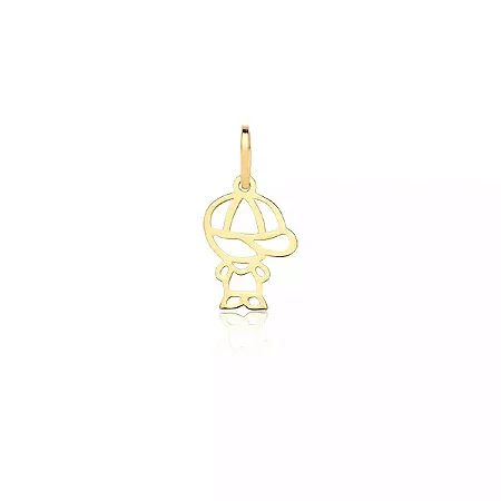 Pingente De Ouro 18k Menino Com Boné De 12mm