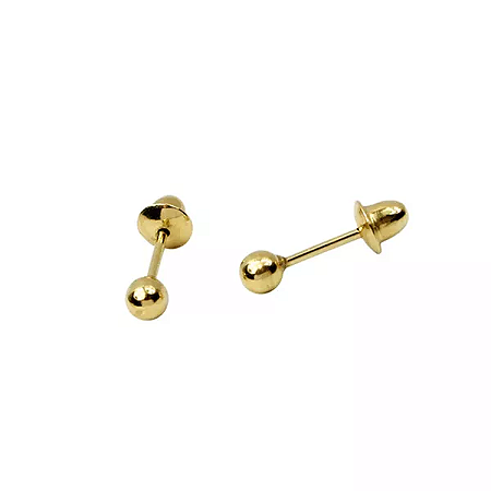 Brinco De Ouro 18k Bolinha De 2,5mm