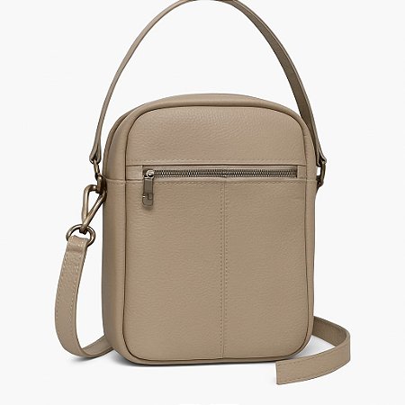 BOLSA RETANGULAR ALÇA COMPRIDA COURO BEGE