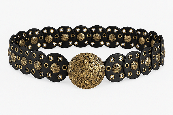 CINTO COURO SINTETICO BOHO MEDIO PRETO