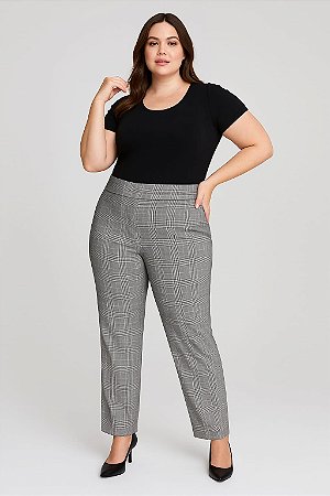 CALÇA RETA XADREZ COS LARGO ZIPER LATERAL