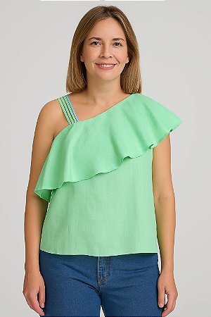 BLUSA BABADOS E ALÇA DE UM LADO DE TIRINHAS