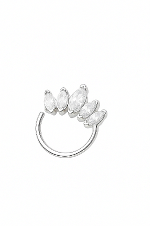 PIERCING PRATA 925 ORELHA ARGOLINHA COROA COM ZIRCONIAS BAGUETE