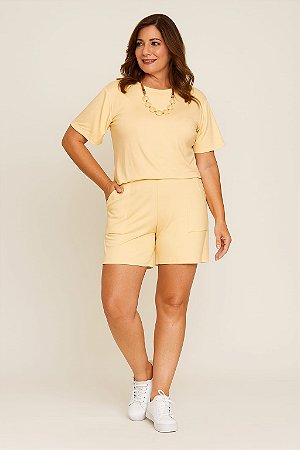 CONJUNTO BLUSA E SHORT MALHA PREMIUM ROSA