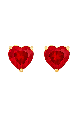 BRINCO PONTO DE LUZ CORAÇÃO ROSA EM BANHO DE OURO