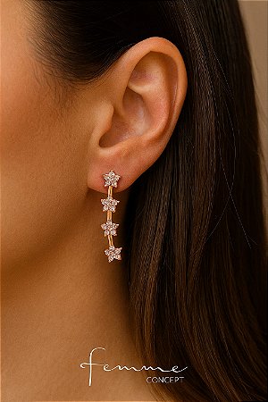 BRINCO EAR CUFF CINCO ESTRELINHAS COM MICRO ZIRCONIAS EM BANHO OURO
