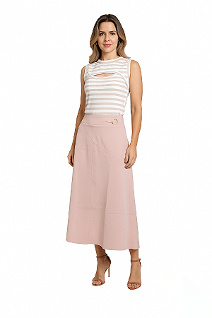 BLUSA CAVADA ABERTIRA NA FRENTE LISTRADA ROSA E BRANCA