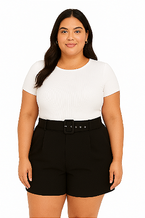 SHORT ALFAIATARIA COM PASSANTE E CINTO OPCIONAL FIVELA FORRADA