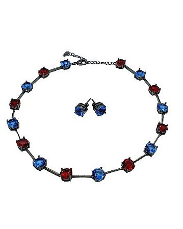 CONJUNTO BRINCO E CHOCKER COM ZIRCONIAS
