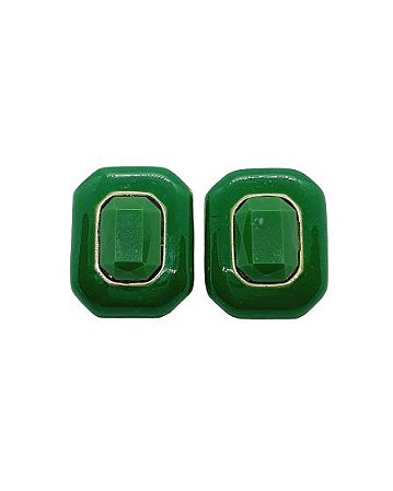 BRINCO BOTAO QUADRADO ESMALTADO VERDE