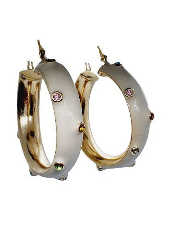 BRINCO ARGOLA ESMALTADA COM PEDRINHAS ZIRCONIAS COLORIDAS