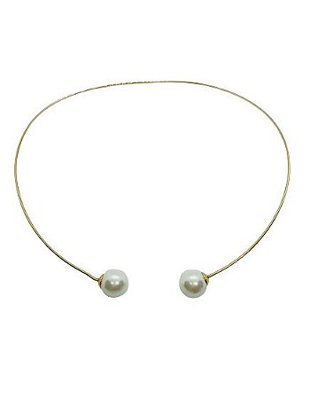 COLAR CHOCKER ARO FINO COM PEROLAS