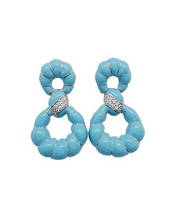 BRINCO AZUL ESMALTADO COM MICRO ZIRCONIAS NO CENTRO