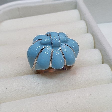 ANEL AZUL ESMALTADO COM FILETES PRATEADOS