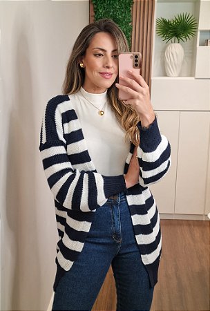 Maxi cardigan listrado