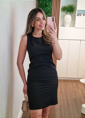 Vestido preto sarja tubinho