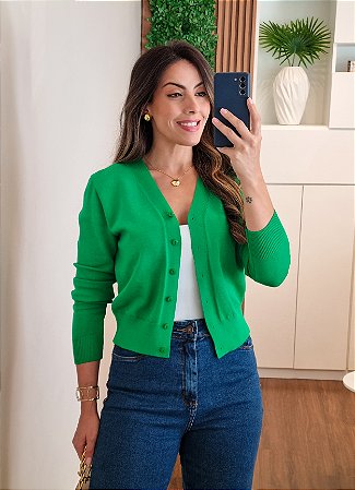 Cardigan tricô verde