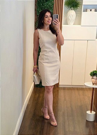 Vestido tubinho linho cru