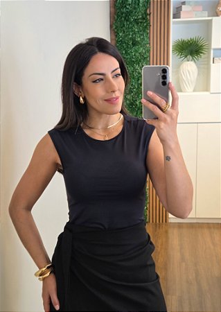 Blusa poliamida muscle tee preta